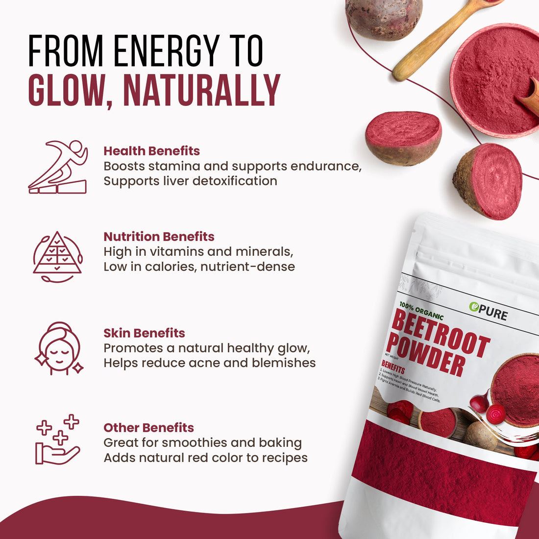 100% Pure Organic Beetroot Powder – Non-GMO, Nutrient-Rich Superfood