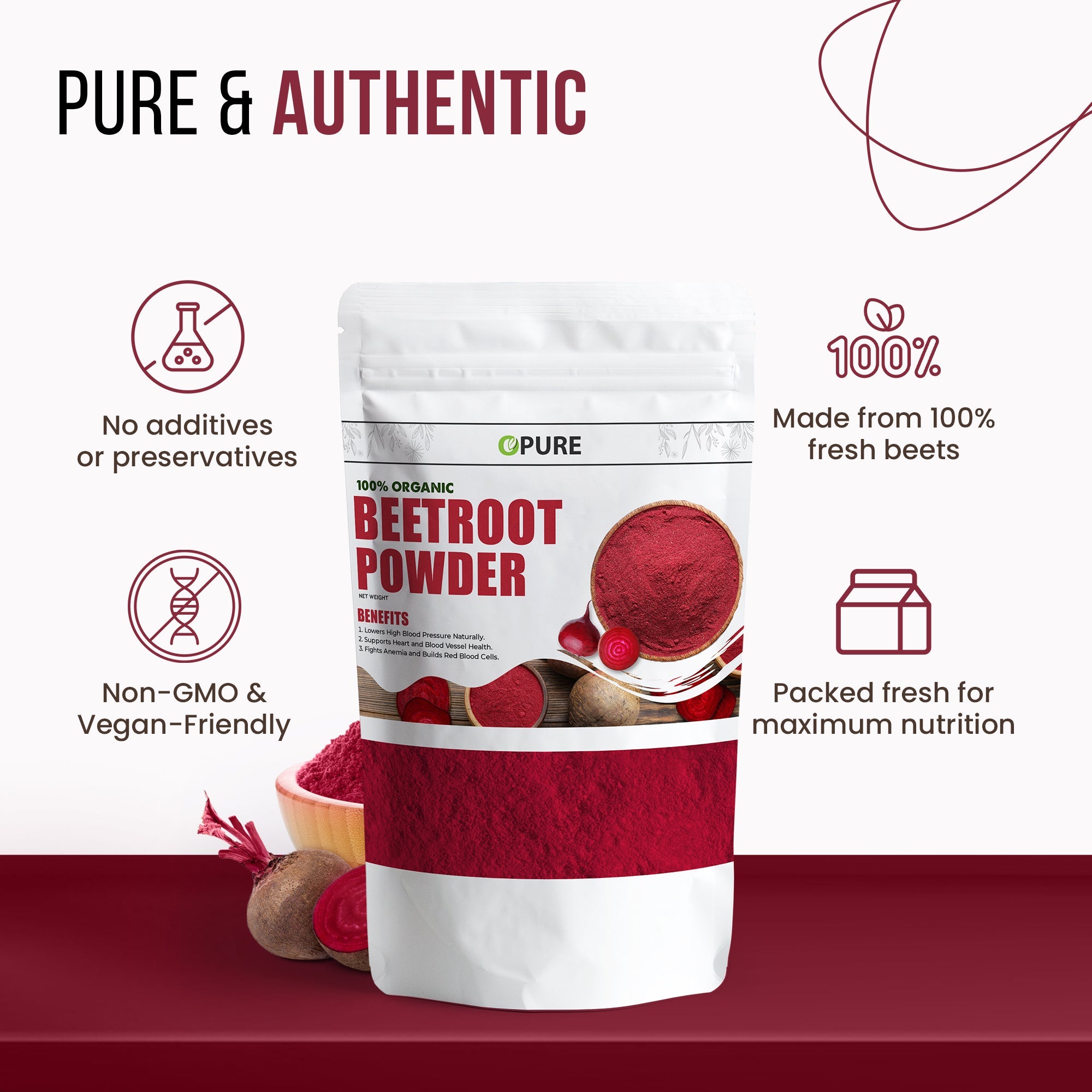 100% Pure Organic Beetroot Powder – Non-GMO, Nutrient-Rich Superfood