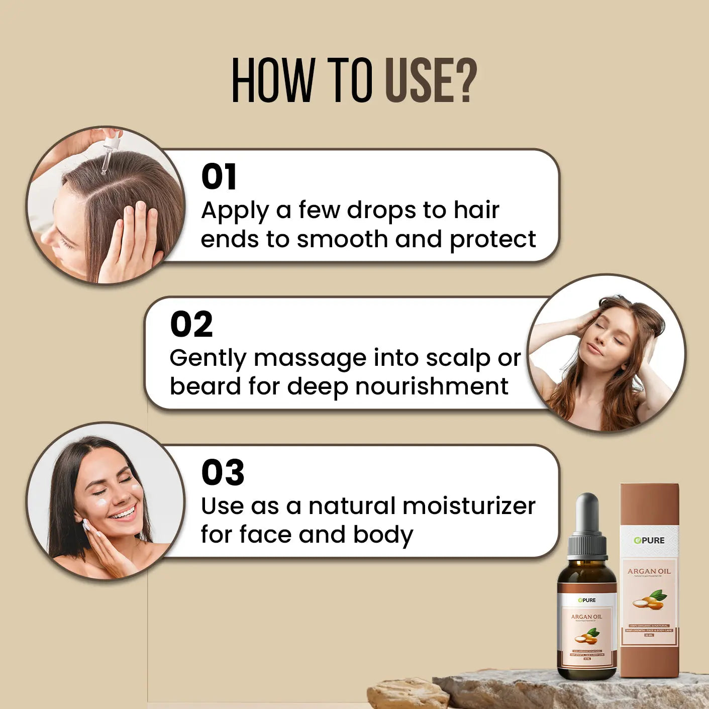 Argan Oil | 100% Pure & Natural Cold Pressed Best for Beard, Hair, Skin, Face, Body