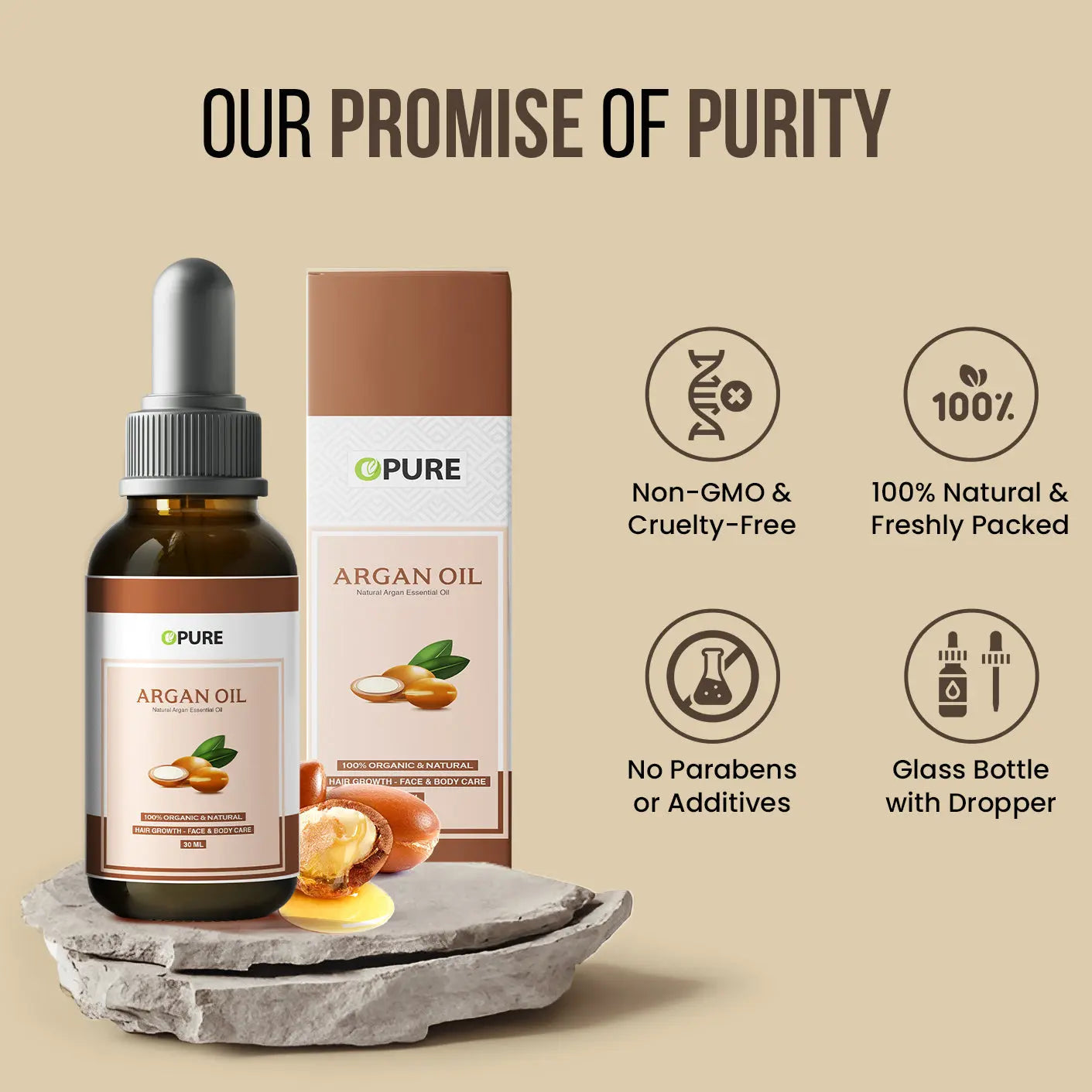 Argan Oil | 100% Pure & Natural Cold Pressed Best for Beard, Hair, Skin, Face, Body